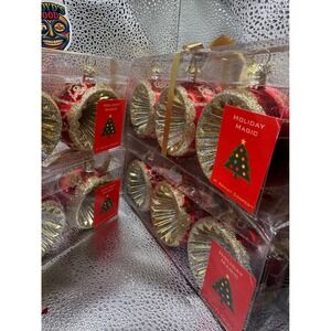Holiday Magic Red Gold Reflector Christmas Ornaments Shatterproof Lot of 12
